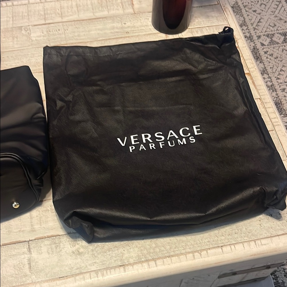 Versace Parfums Black Tote with Textured Fabric and Gold Accents - Picture 10 of 10